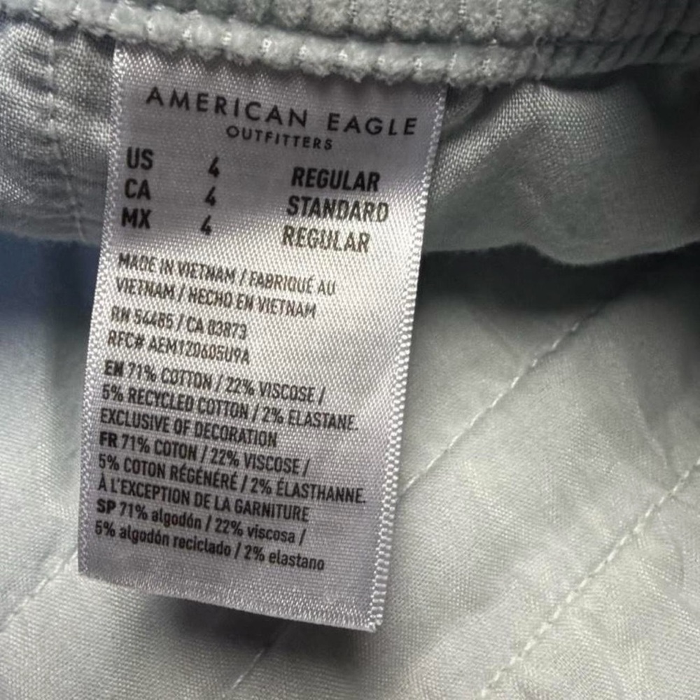 American Eagle Wide Leg Trouser Pants Womens 4 Light Blue Corduroy Baggy - Picture 9 of 13